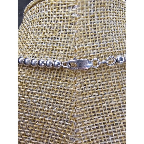 Vintage Sterling Silver Stamped 925 Graduated Bead Necklace 20"L Lobster Clasp - Picture 3 of 5
